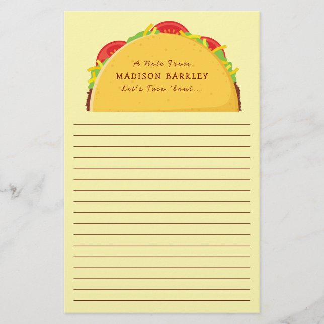 Taco Cute Kids Stationery (Front)