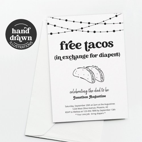 Taco Diaper Party Funny Men Dad Shower Invitation