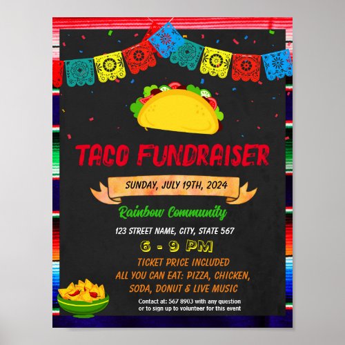 Taco Dinner fundraiser event template Poster