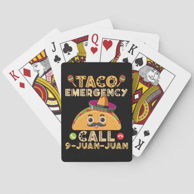 Taco Emergency Call Funny Cinco de Mayo Mexican Poker Cards (Back)