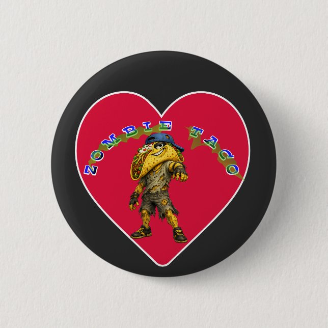 Taco Family Collection: The "Zombie Taco" Hallowee Button (Front)