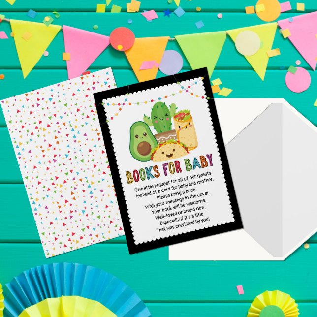 Taco Fiesta Book Request Card, Books For Baby Invitation