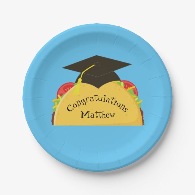 Taco Fiesta Graduation Party Mexican Paper Plates (Front)