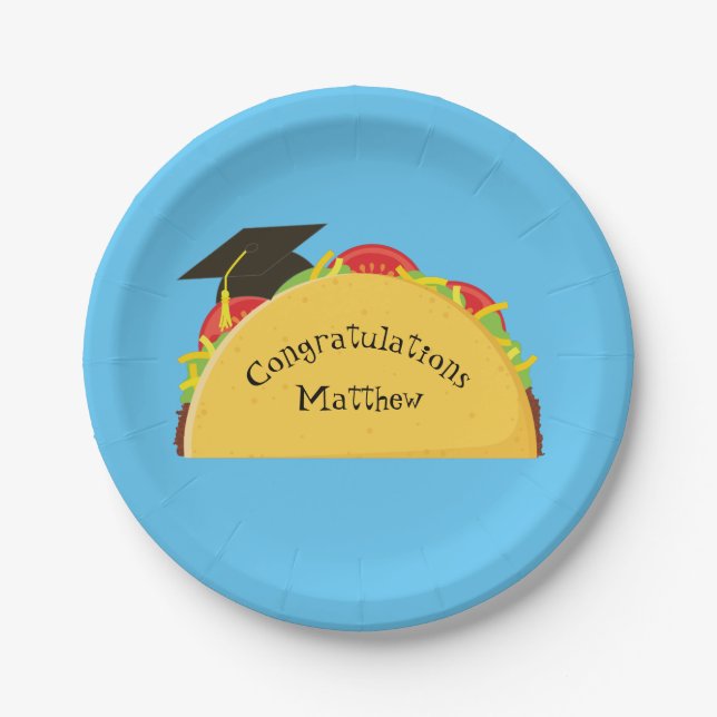 Taco Fiesta Graduation Party Mexican Paper Plates (Front)