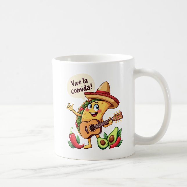 Taco Fiesta mit Gitarre und hispanischem Flair Coffee Mug (Right)