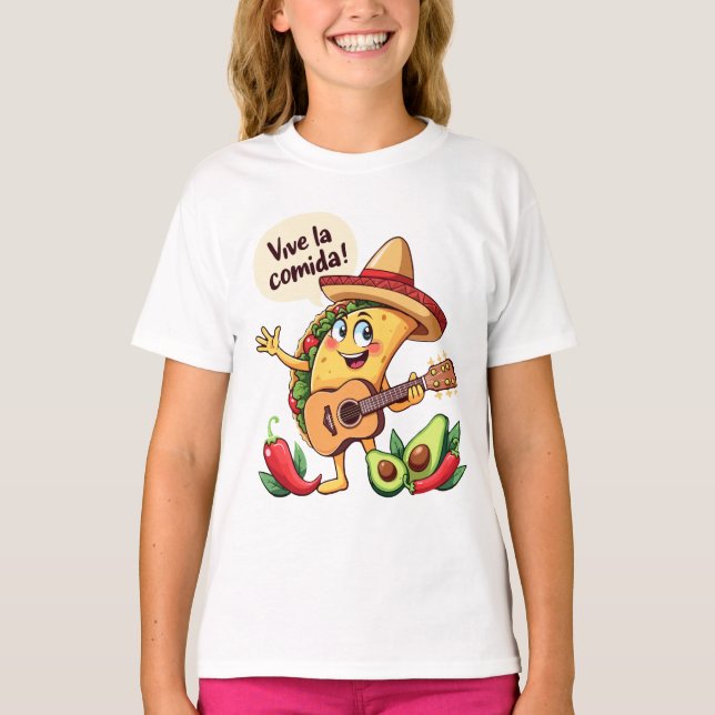 Taco Fiesta mit Gitarre und hispanischem Flair T-Shirt (Front)