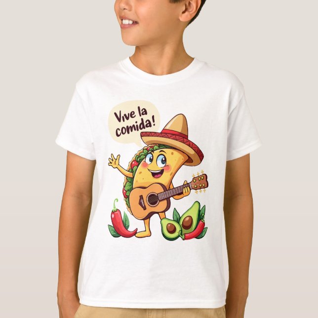 Taco Fiesta mit Gitarre und hispanischem Flair T-Shirt (Front)
