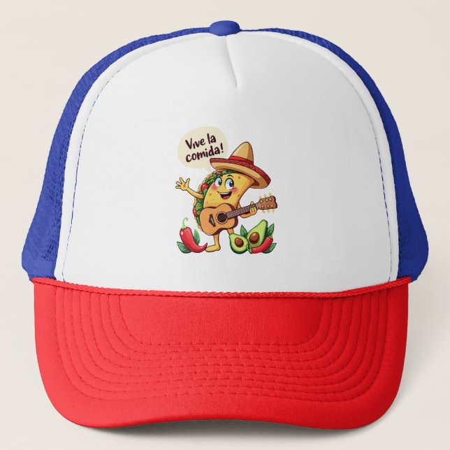 Taco Fiesta mit Gitarre und hispanischem Flair Trucker Hat (Front)