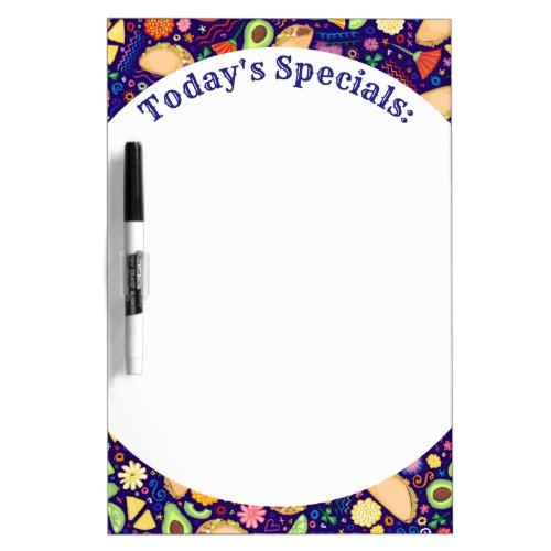 Taco Fiesta on Blue Festive Mexican Food Dry Erase Board