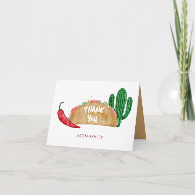 Taco Fiesta Personalized Baby or Bridal Shower Thank You Card (Front)