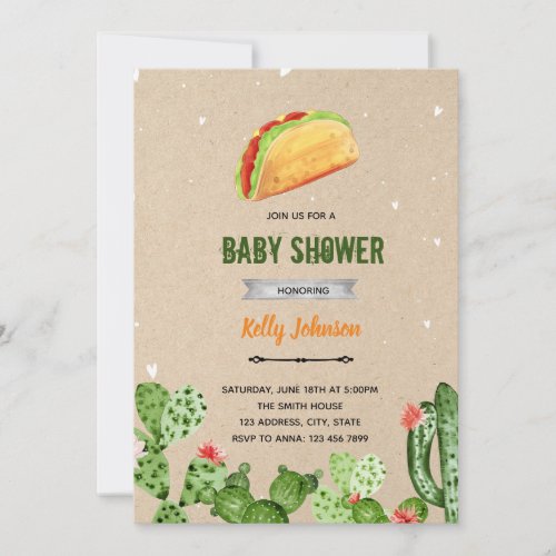 Taco fiesta shower birthday invitation