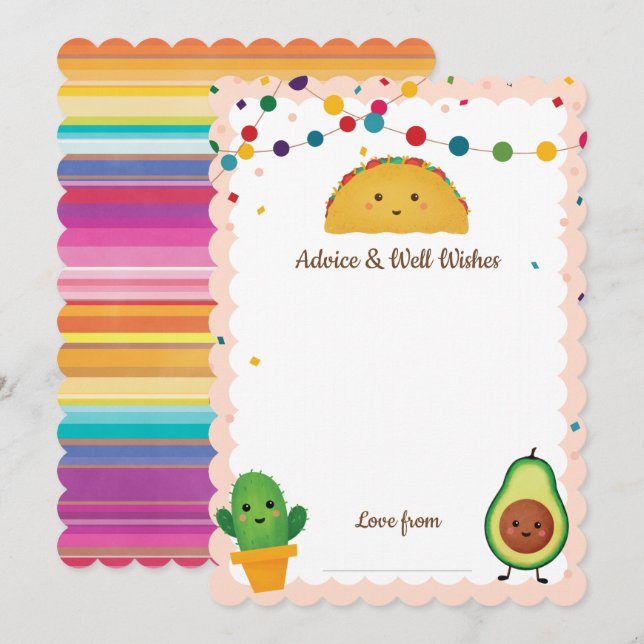 Taco Fiesta theme Advice & Well wishes for baby I Invitation (Front/Back)