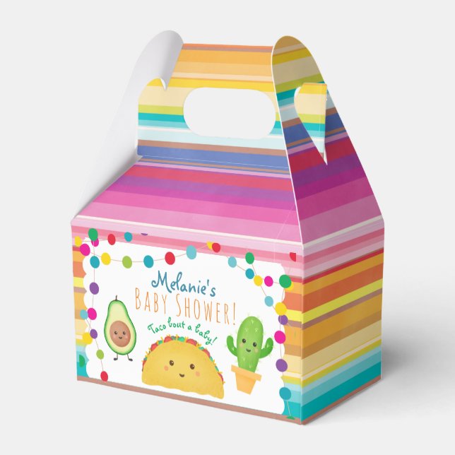 Taco fiesta theme baby shower favor boxes (Back Side)
