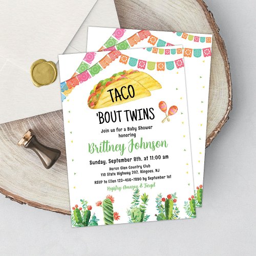 Taco Fiesta Twin Baby Shower Invitation Mexican