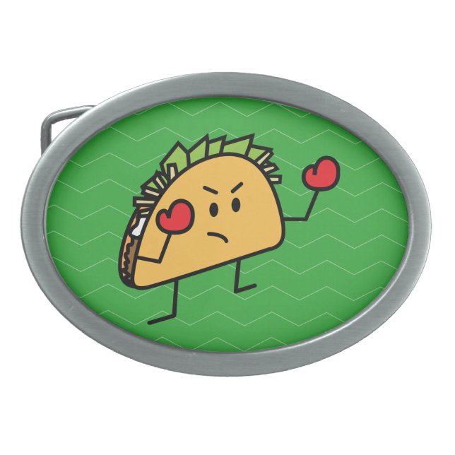Taco Fighter Boxer tortilla shell gloves Belt Buckle (Front)