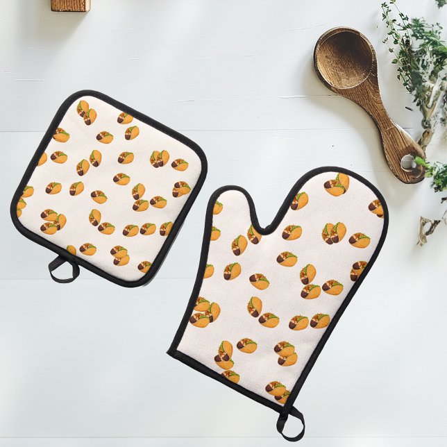 Taco Food Yummy Fiesta Oven Mitt & Pot Holder Set (Creator Uploaded)