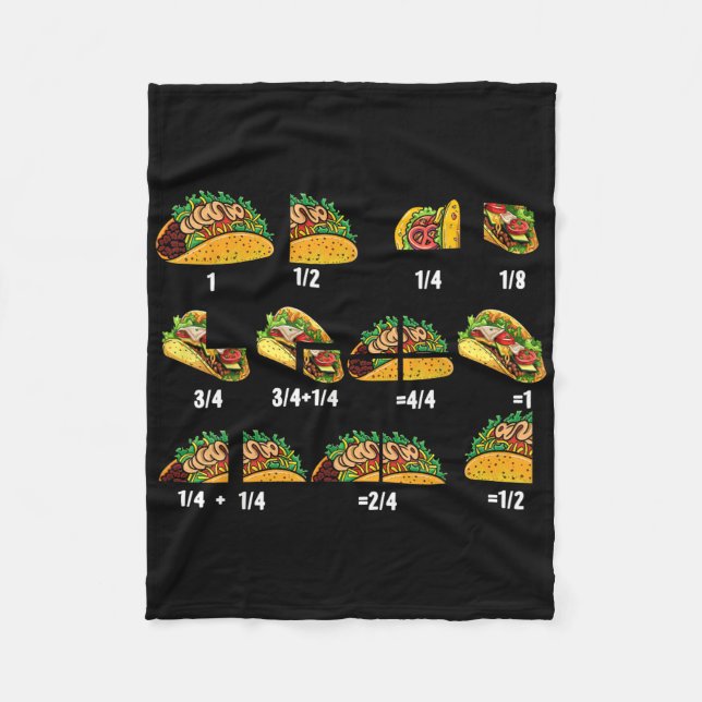 Taco Fraction Math Teachers Back To School Educati Fleece Blanket (Front)