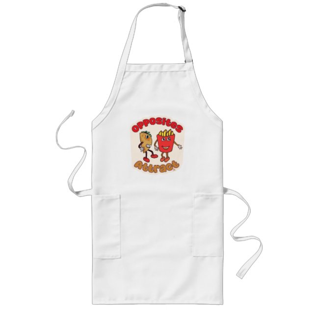 Taco Fry Opposites Attract Food Cartoon Humor Long Apron (Front)