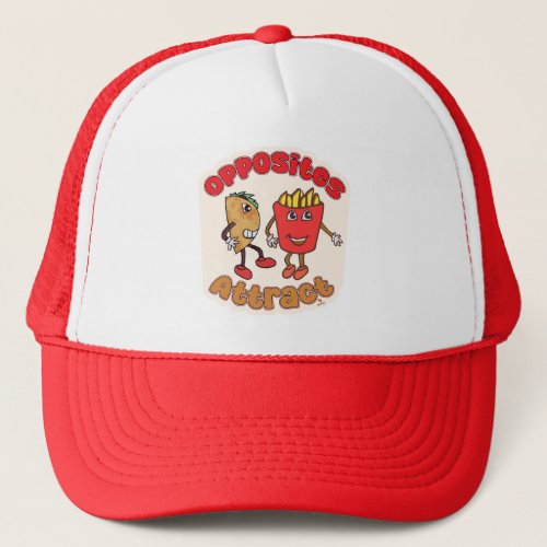 Taco Fry Opposites Attract Funny Toon Food Pals Trucker Hat