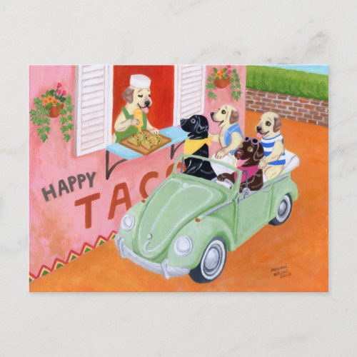 Taco Fun Labradors Postcard