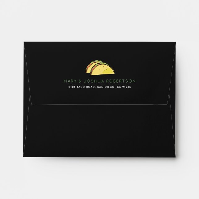 Taco Green Arrow Pattern Black Envelope (Back (Top Flap))