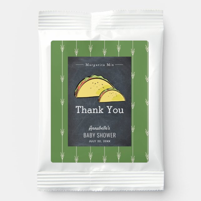 Taco Green Fiesta Baby Shower Margarita Drink Mix (Front)