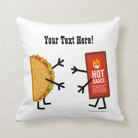 Taco & Hot Sauce - Customizable Throw Pillow