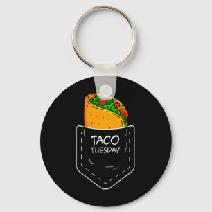Taco In My Pocket Tuesday Funny Fiesta Distressed Keychain