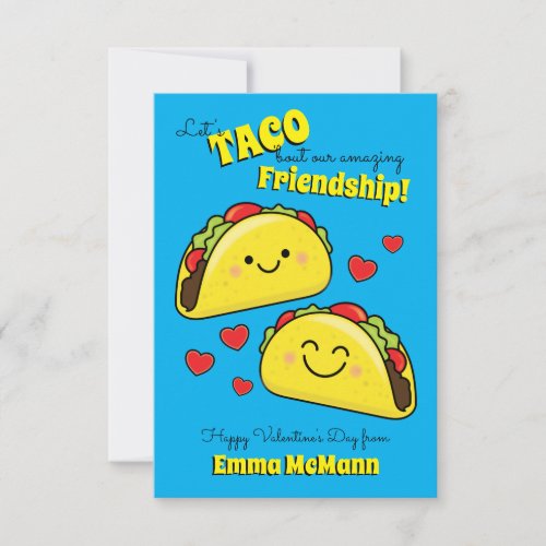 Taco Kids Classroom Valentine Friendship Cards