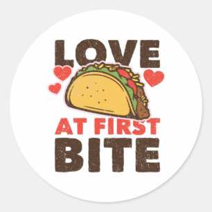 Taco Love at First Bite Classic Round Sticker