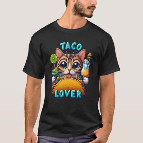Taco Lover Cat With Refreshing Drink T_Shirt