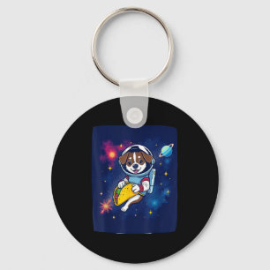Taco lover dog astronaut celebrates cinco de mayo keychain