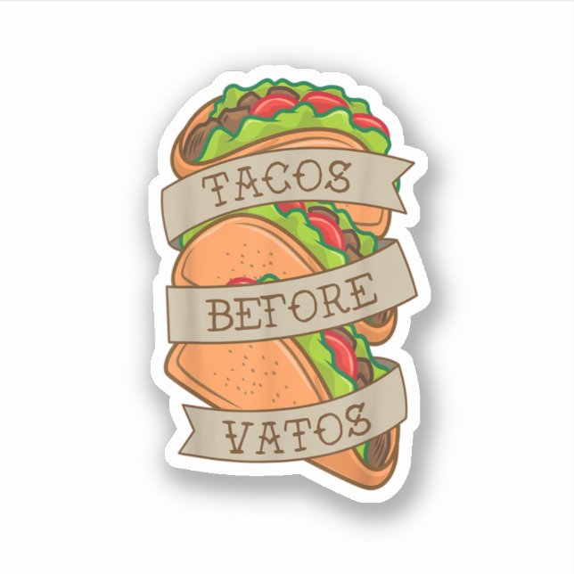 Taco Lover Tacos Before Vatos Tattoo Style Taco Ar Sticker (Front)