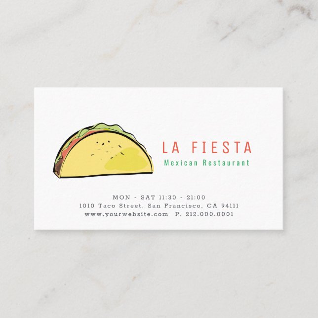 Taco Mexican Restaurant Modern Business Card (Front)