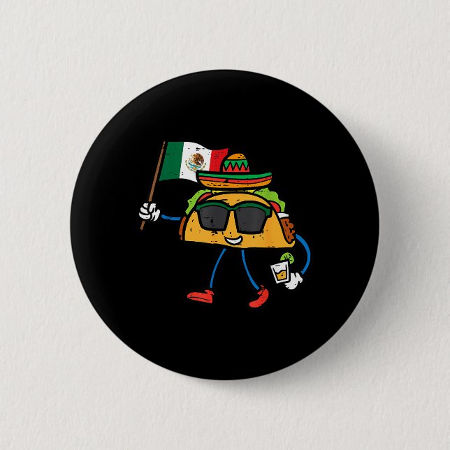 Taco Mexico Flag Cinco De Mayo Mexican Button (Front)