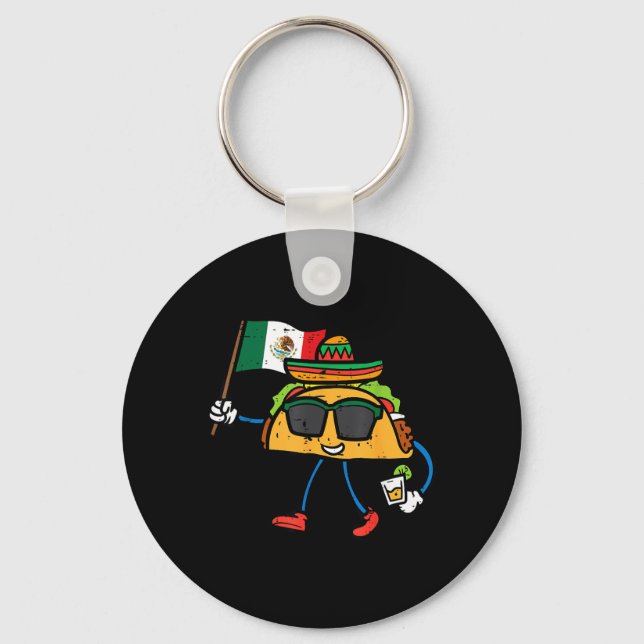 Taco Mexico Flag Cinco De Mayo Mexican Keychain (Front)