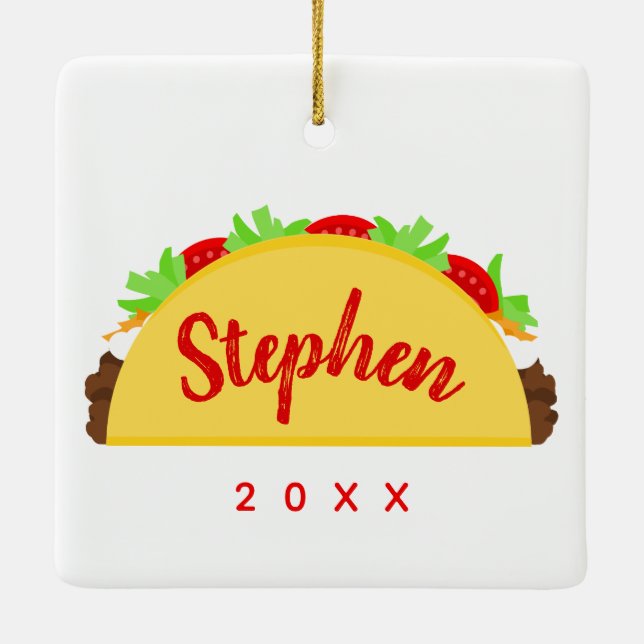 Taco Name Ceramic Ornament (Back)