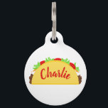 Taco Name Pet ID Tag<br><div class="desc">The Taco Name Pet ID tag designed by Enchantfancy Design Company features a taco along with your choice of pet name on the front. Personalize with your contact details on the back.</div>