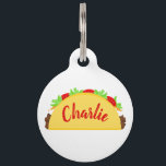 Taco Name Pet ID Tag<br><div class="desc">The Taco Name Pet ID tag designed by Enchantfancy Design Company features a taco along with your choice of pet name on the front. Personalize with your contact details on the back.</div>