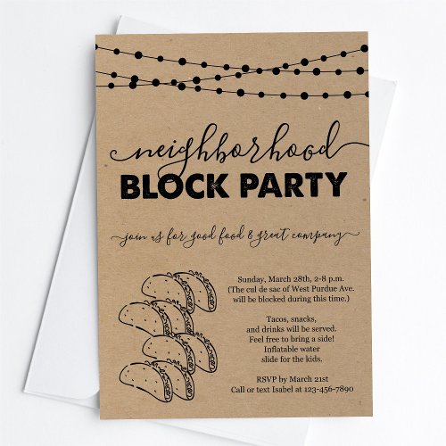 Taco Neighborhood Block Party Invitation