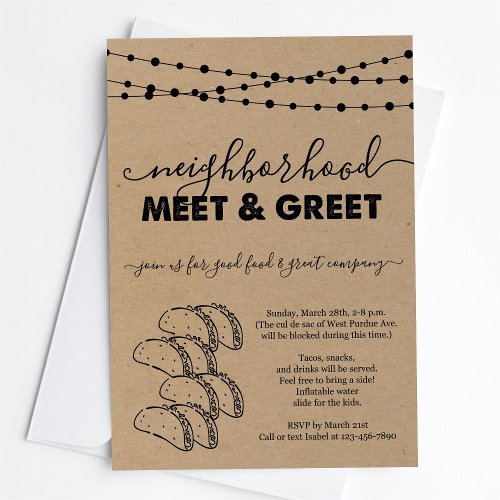 Taco Neighborhood Meet  Greet Invitation