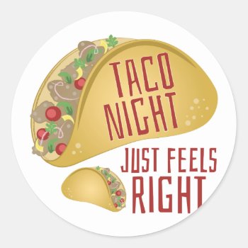 Taco Night Classic Round Sticker by Windmilldesigns at Zazzle