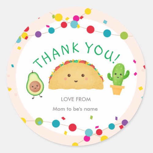 Taco Party Baby Shower Thank you Stickers