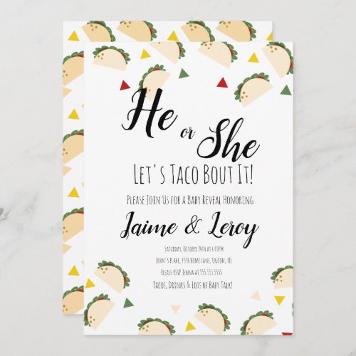 Taco Party Gender Reveal He or She FIESTA Invitation
