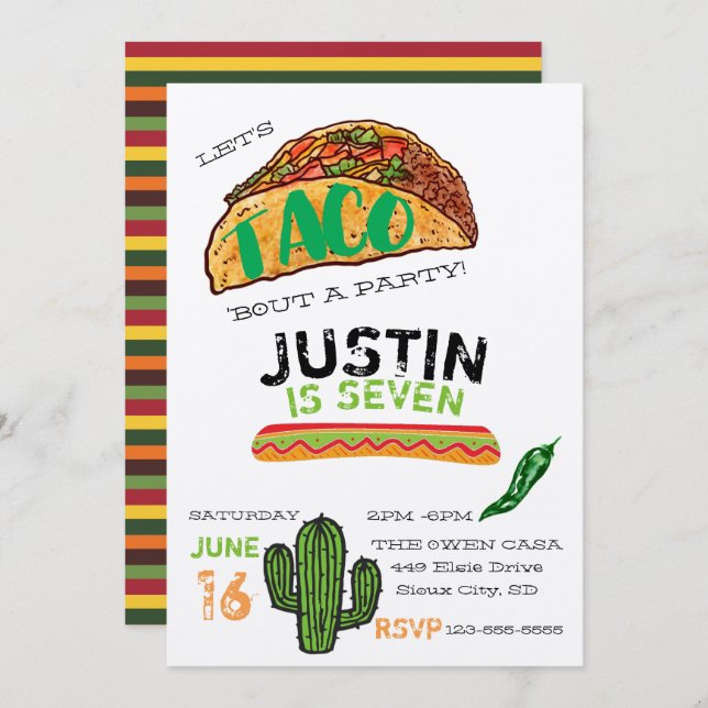 Taco Party Invitation (Front/Back)