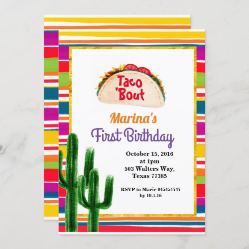 Taco party Mexican 1st Birthday Mexican Invitation