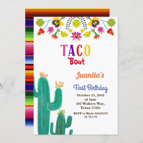 Taco party Mexican 1st Birthday Party Invitation