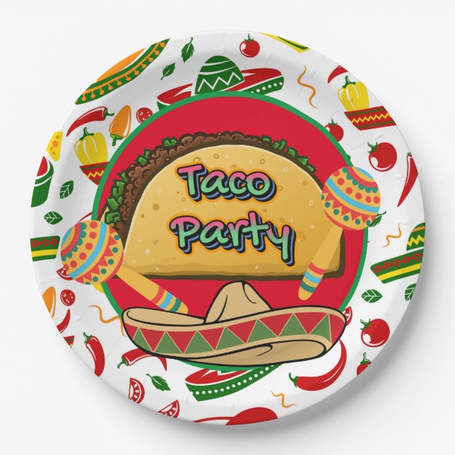 Taco Party  Paper Plates (Front)
