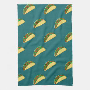 Taco Pattern Deep Green Kitchen Towel