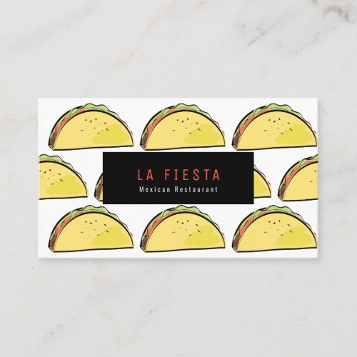 Taco Pattern Simple  Modern White Business Card